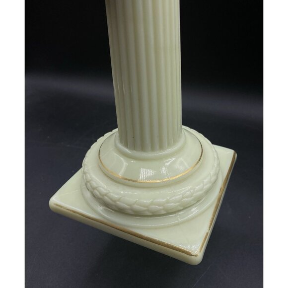 Cambridge Glass 9.5" Doric Column Candlestick Ivory Uranium Glows No. 65 Single - Picture 14 of 16